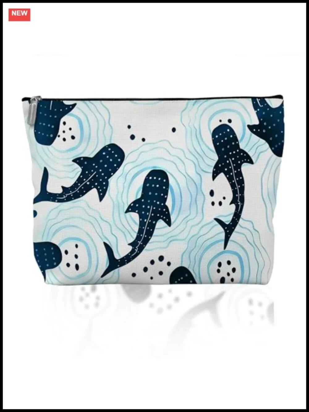 Whale Shark Watercolor Cosmetic Pouch, Makeup Bag, Travel Toiletry Case,